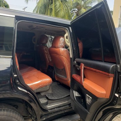 Land Cruiser rear cabin with orange leather seats